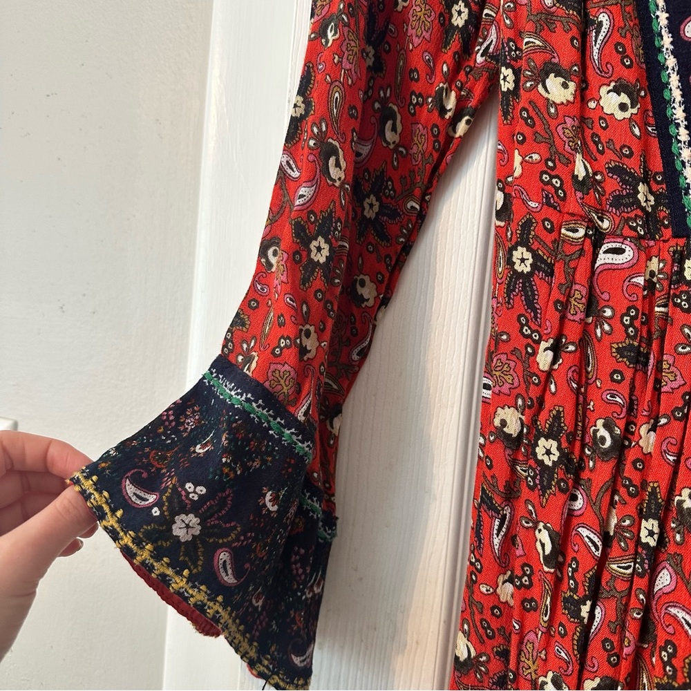 Anthropologie Bohemian Red Floral Dress - Picture 3 of 6